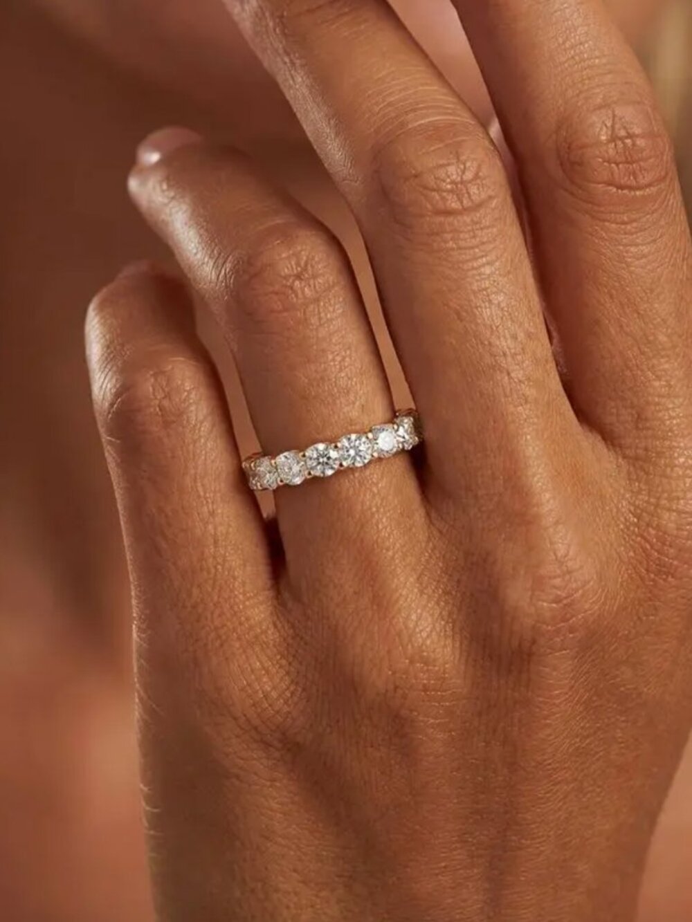 NEW 18k Yellow Gold Diamond Ring Band Round Diamond Eternity Ring